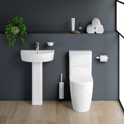 Watermark Curved Full Pedestal Wash Basin Gloss White 36 Inch Pedestal Sink