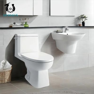 Ceramic Soft Close Lid Two Piece Toilet Bowl Curved Single Flush Customizable