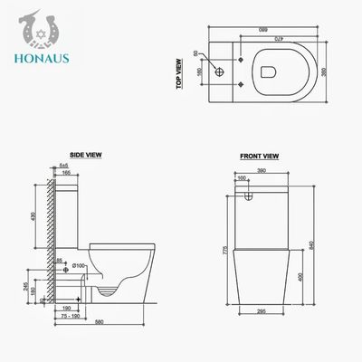Floor Mounted Dual Flush Round Two Piece Toilet Bowl Water Saving