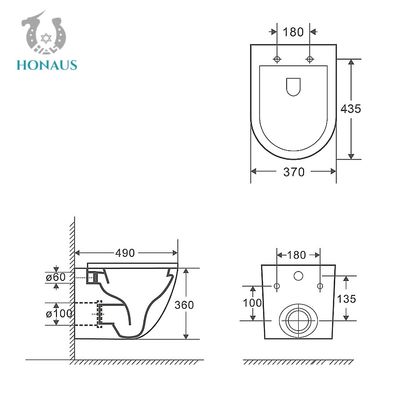 Economic Europe Wall Hung Toilet Bowl Rimless WC Washdown Type
