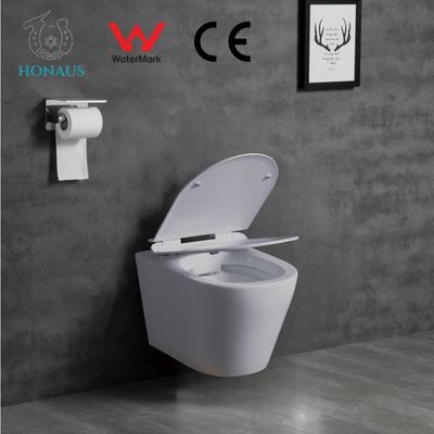 ISO Soft Closing Seat Cover Ceramic Wall Hung Toilet Bowl Water Saving
