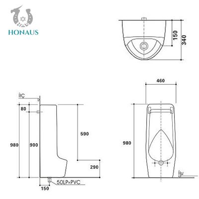 Modern Bathroom Ceramic Wall Mounted Toilet Urinal Gravity Flushing