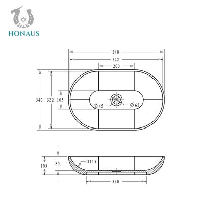 Unique Design Bathroom Countertop Basin Matt White W550*H130*D400mm