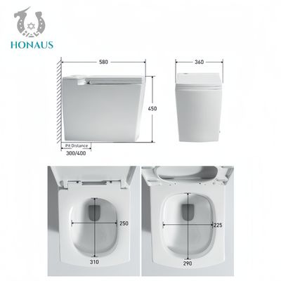 European Style Mini Size One Piece Toilet Bowl Votex Flushing Ceramic Battery Powered