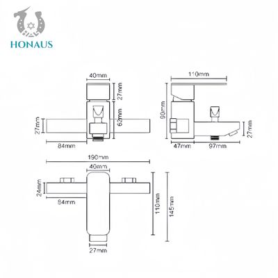 Practical Exposed Valve Showers Two Outlets Stainless Steel For Hotel
