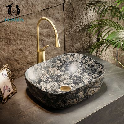 Retro Bathroom Countertop Basin High Quality Ceramic Art Design In Door Out Door