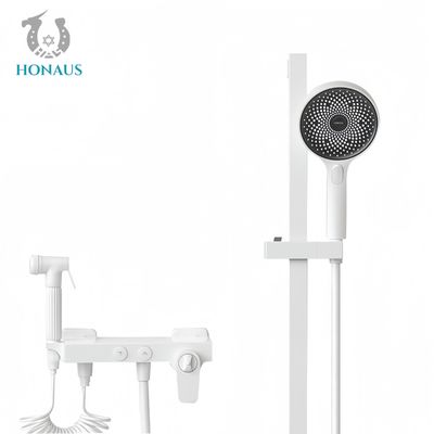 Light Exposed Valve Showers Three Handles Premium Brass Pressurized Spray Gun White