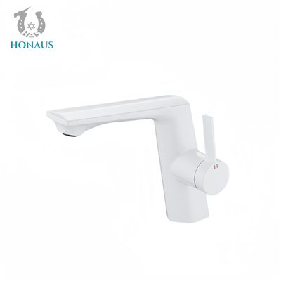 Luxury Wash Basin Faucet Brass Electroplated Surface Mixer White Premium Ceramic Core