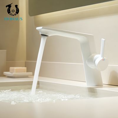 Luxury Wash Basin Faucet Brass Electroplated Surface Mixer White Premium Ceramic Core