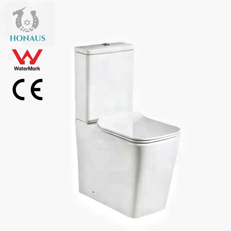 European CE Square Close Coupled Toilet Rimless Water Closet 645*370*850mm