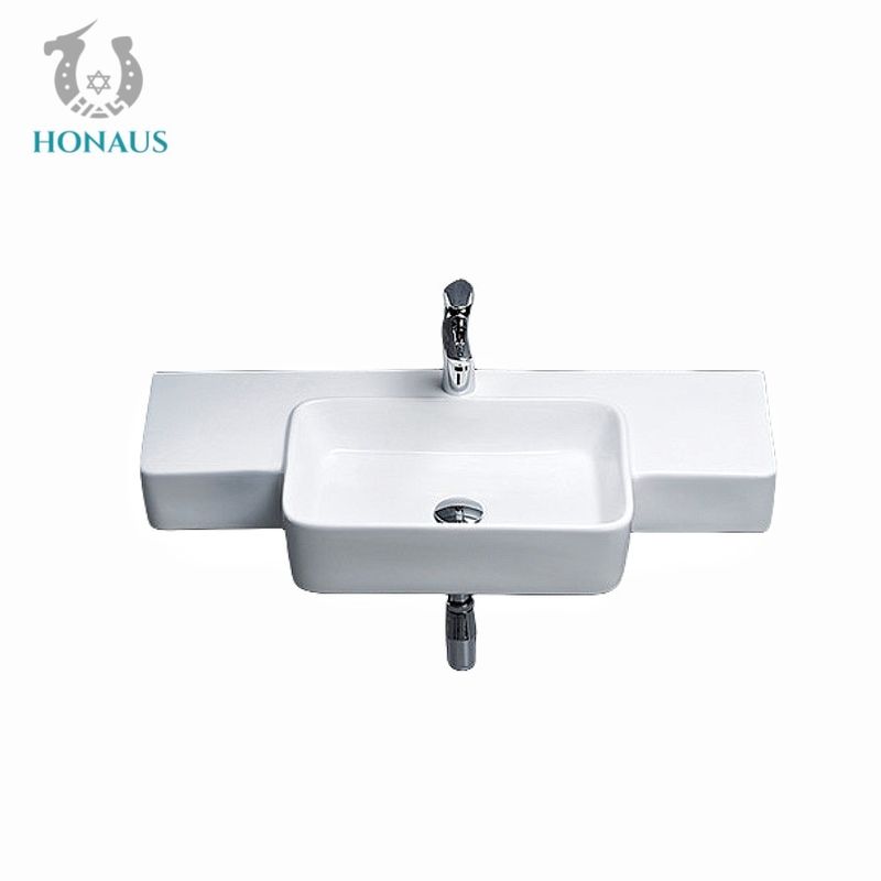 CUPC Larger Bathroom Wall Hung Basin With Overflow Ceramic Glazed 880*395*435mm