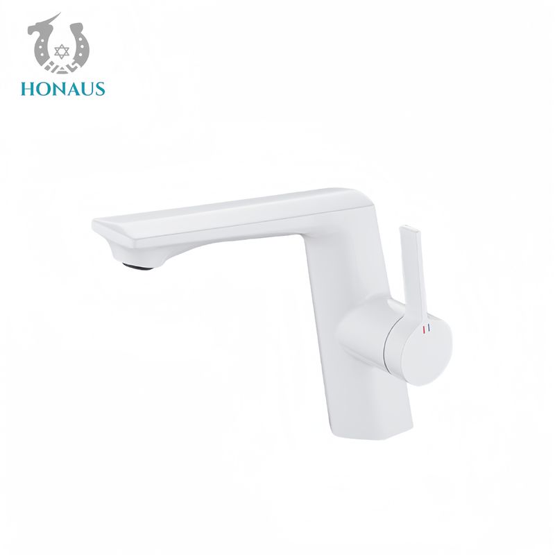 Luxury Wash Basin Faucet Brass Electroplated Surface Mixer White Premium Ceramic Core